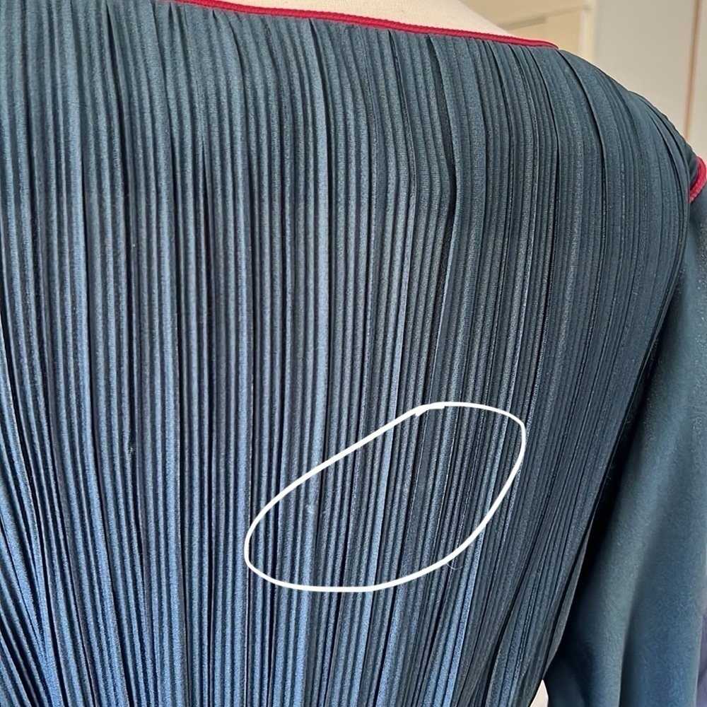 VINTAGE Hal Ferman Accordion Pleated Dress in Navy Size Small - Picture 12 of 13